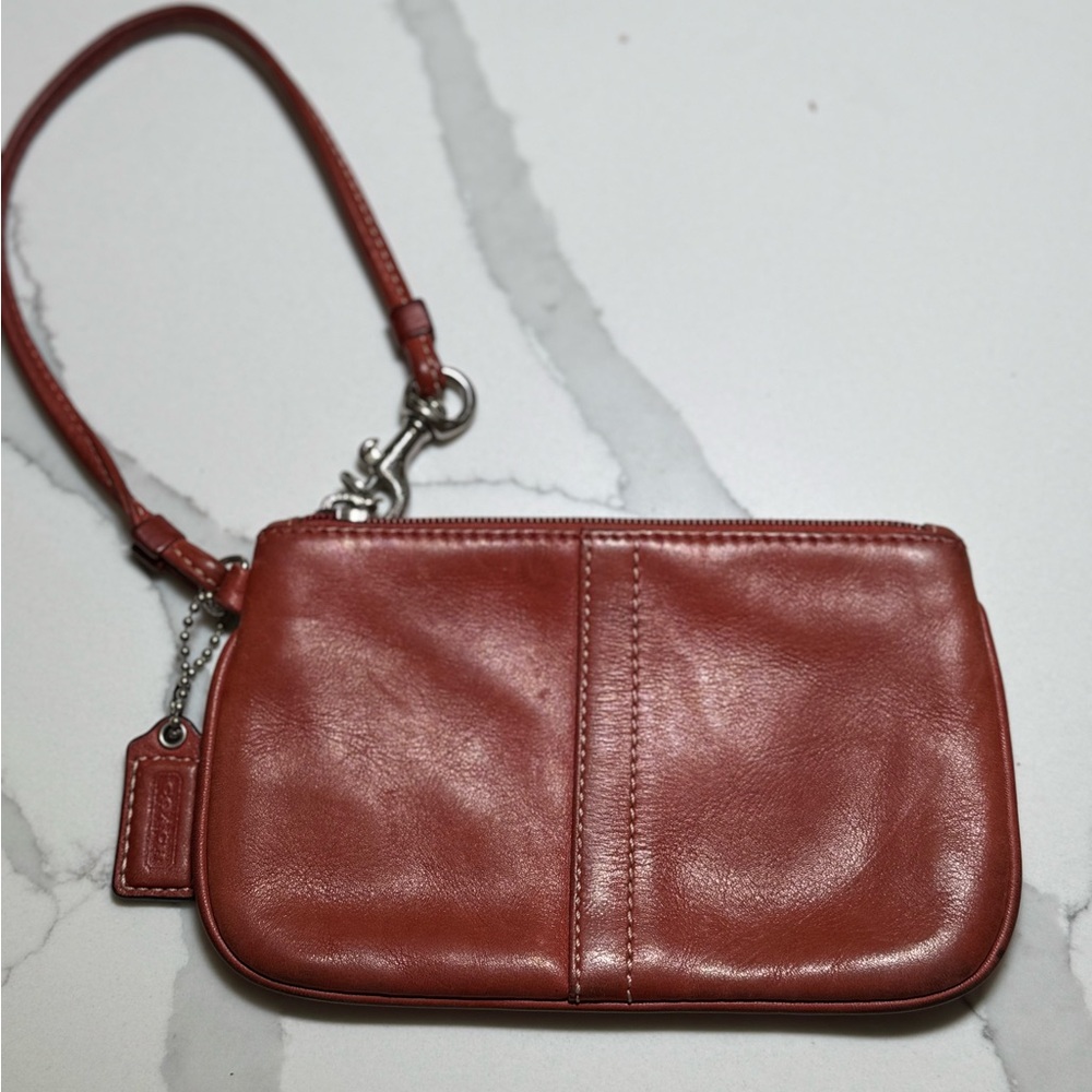 Coach Brown Leather Wristlet Clutch